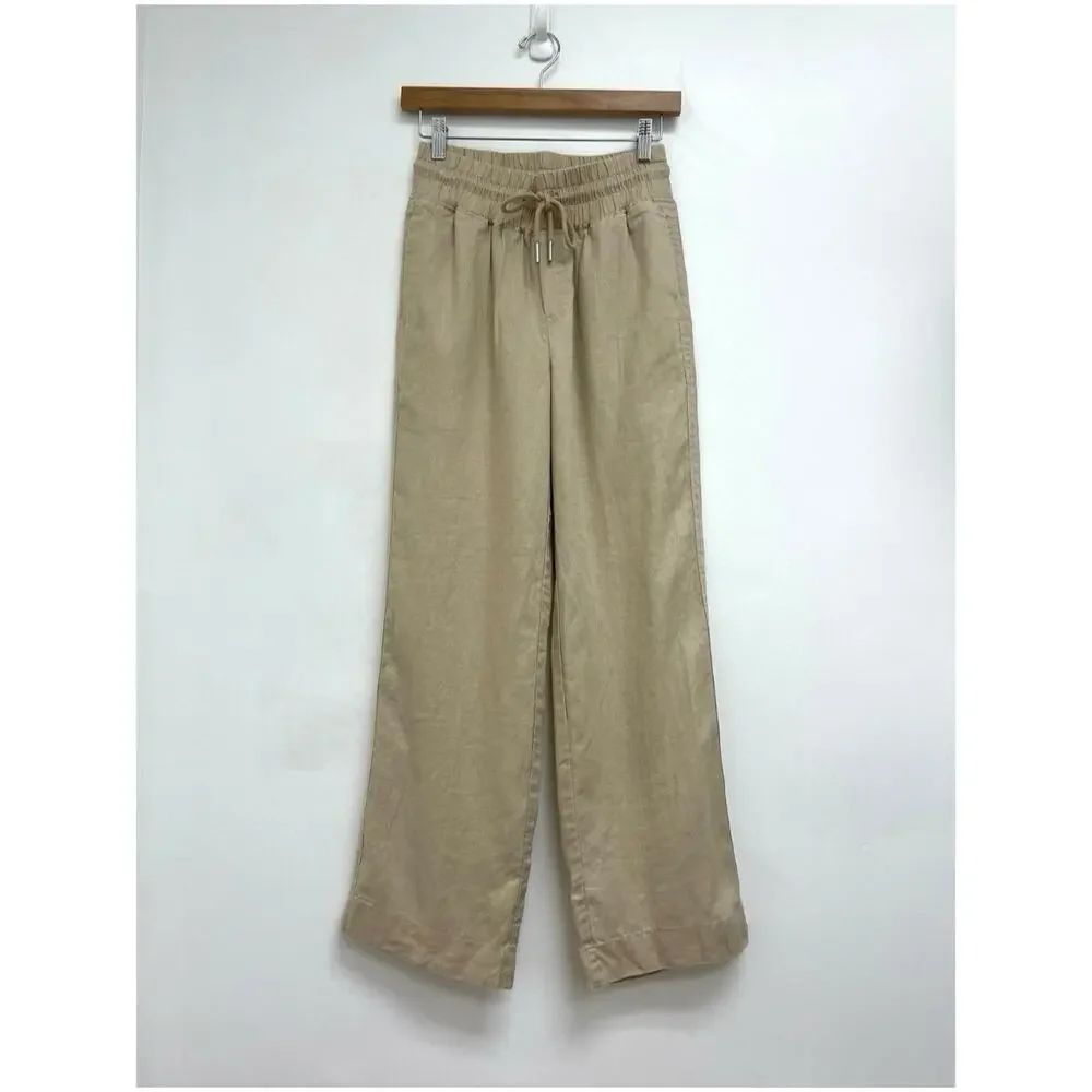 Quince 100% European Linen Elastic Waist Drawstring Wide Leg Coastal Pants XS